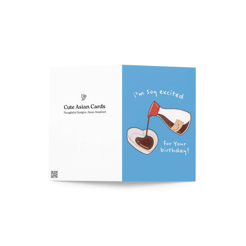 Soy Excited Cute Birthday Cards | Asian Sauce Food Snacks Greeting